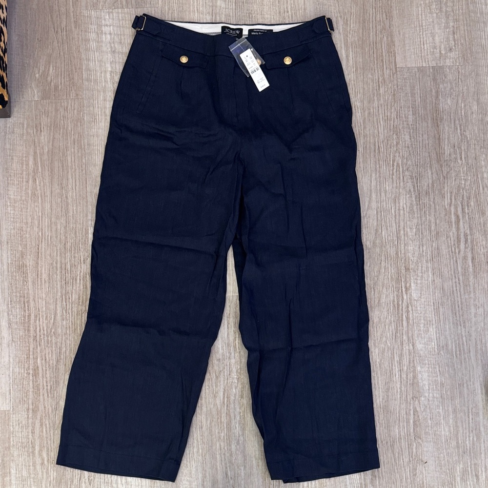 J. Crew Mario Bellucci Navy Trousers with Gold Detail